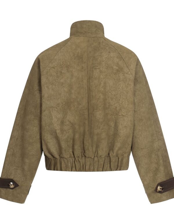 Alternative view of Retro Airplane-buckle Stand-up Collar Short Casual Jacket