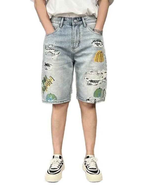 Alternative view of Distressed Denim Cropped Shorts