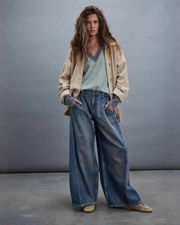 Alternative view of Retro Wide-Leg Denim Jeans