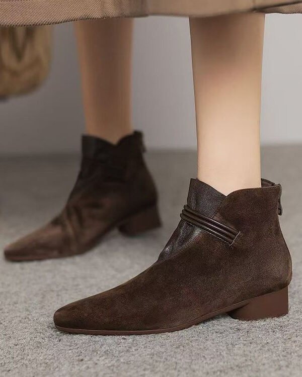 Retro Suede Pointed Ankle Boots