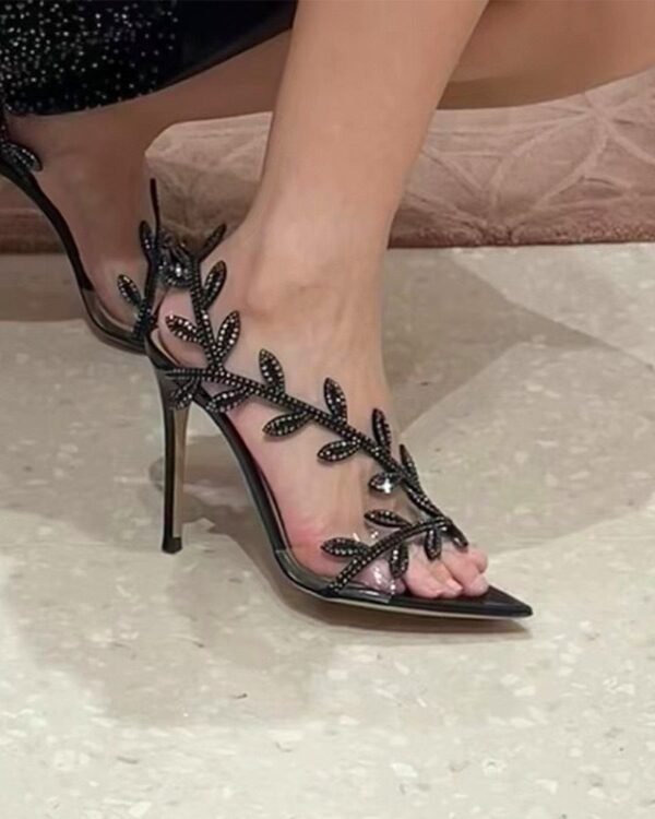 Leaf-Strap Stiletto Heels | After Dark