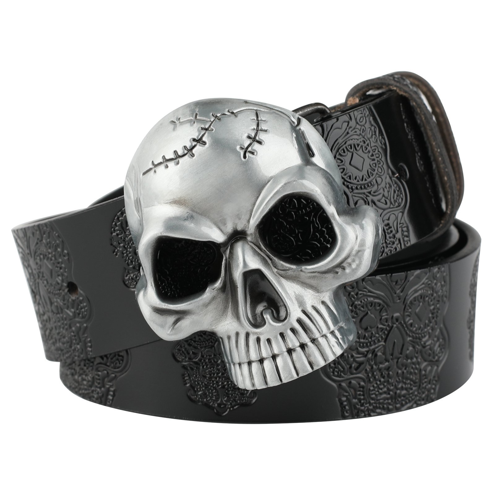 Metal Skull Buckle Leather Belt - Image 2