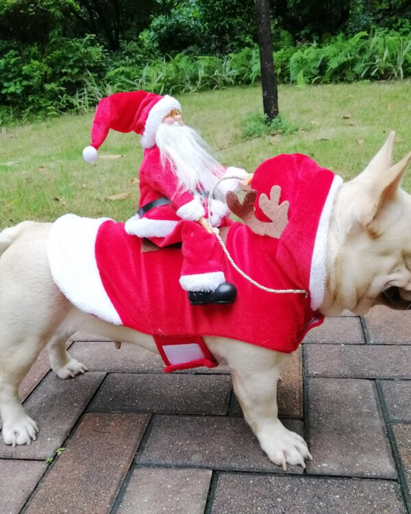 Alternative view of Dog Christmas Clothes Santa Claus Riding Deer