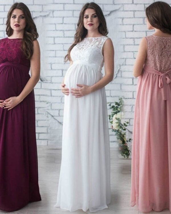 Photoshoot Lace Sleeveless Maternity Gown