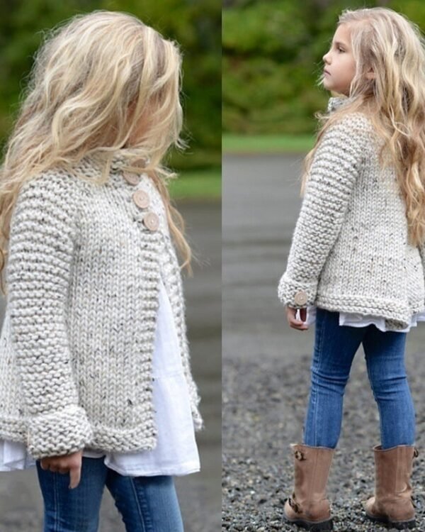 Girls Cozy Knit Winter Cardigan