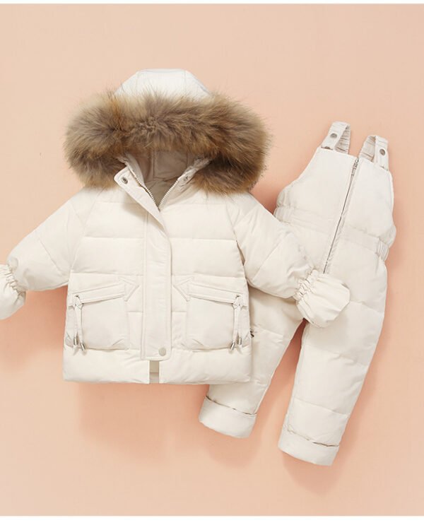 Alternative view of Girls Fur-Hooded Winter Down Jacket & Pants Set