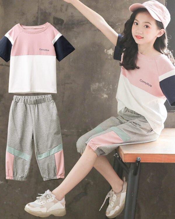 Color-Block Girls Dailywear Co-Ord Set