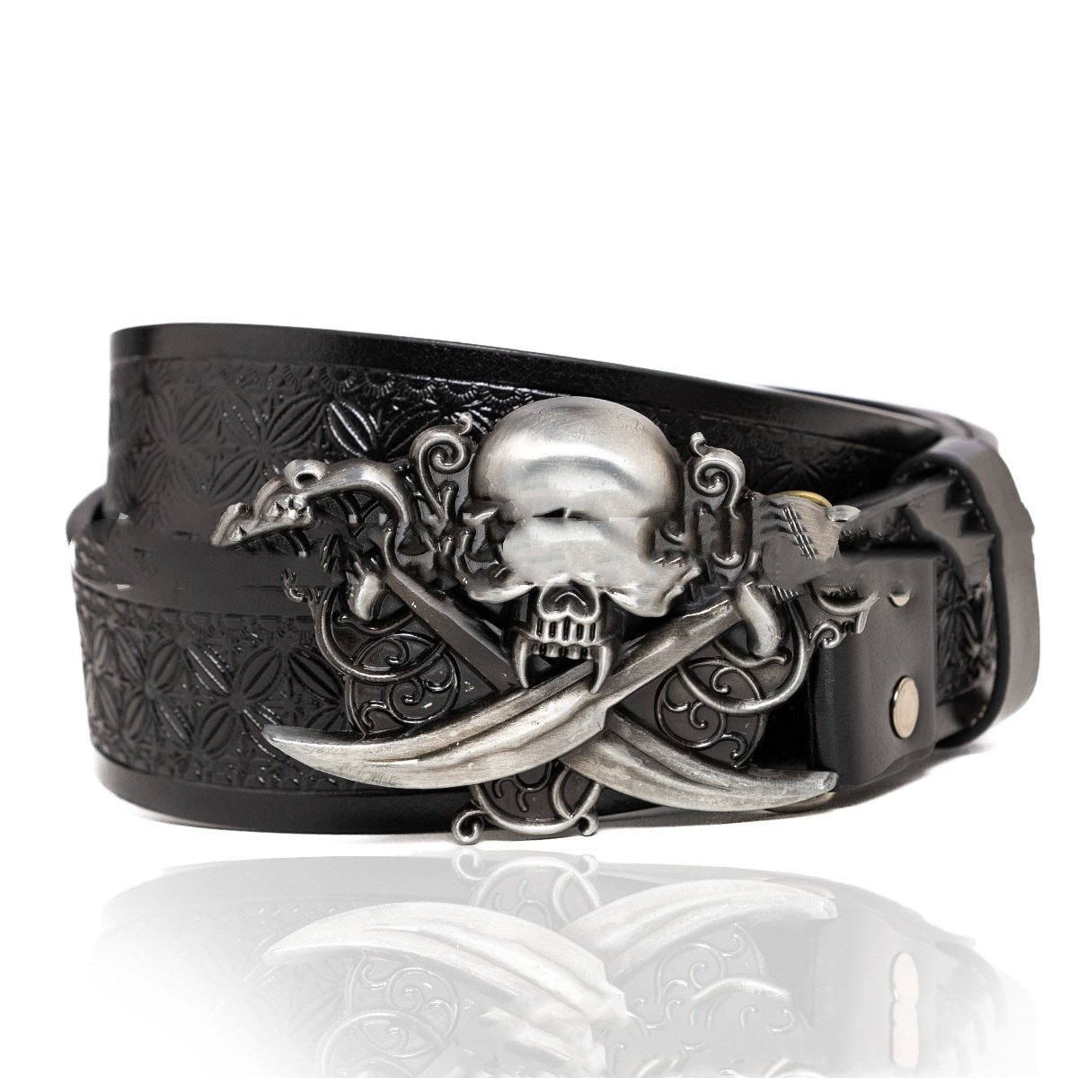 Dark Street Skull Buckle Leather Belt - Image 3