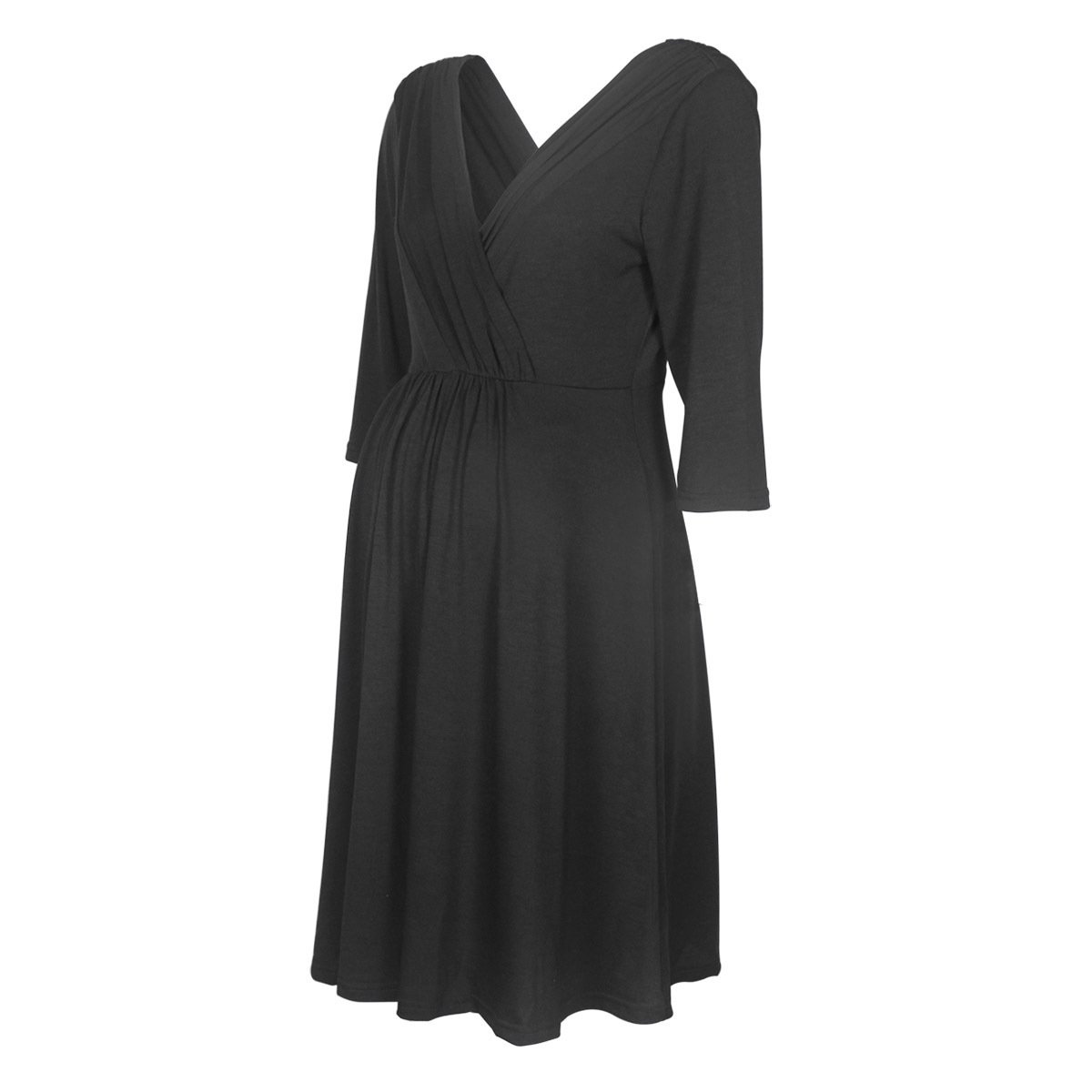Wrap-Neck Maternity Nursing Dress - Image 3