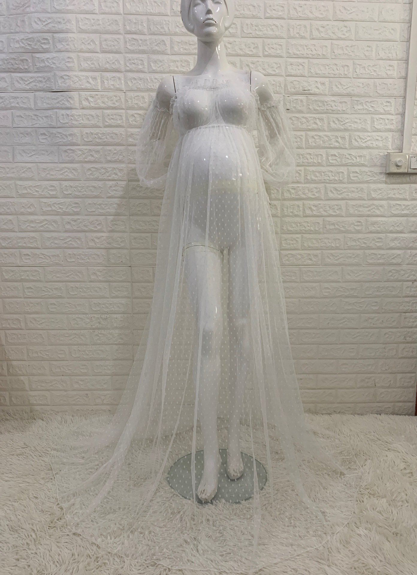 Photoshoot Sheer Mesh Maternity Gown - Image 5