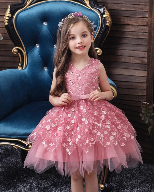 Girls Floral Tulle Birthday Dress