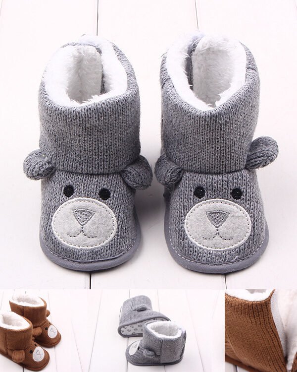 Cozy Bear Knit Baby Booties
