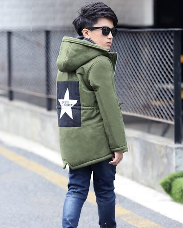 Alternative view of Star Patch Hooded Winter Trench Jacket