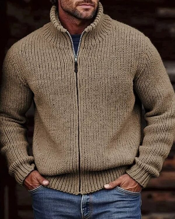 Textured Zip-Up Knit Hoodie