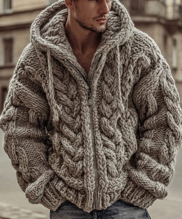 Alternative view of Textured Knit Hooded Zip Jacket