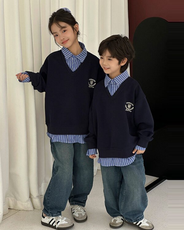 Alternative view of Sibling Match Patchwork Knit Set