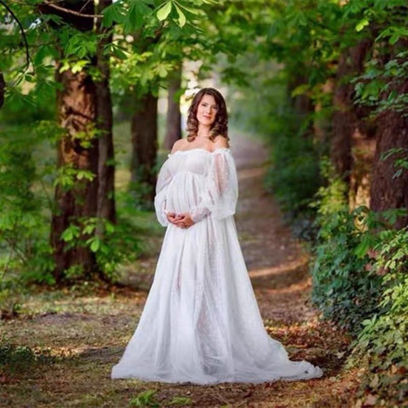 Photoshoot Sheer Mesh Maternity Gown - Image 3