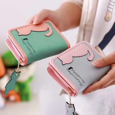 Pastal Cat Zip Wallet