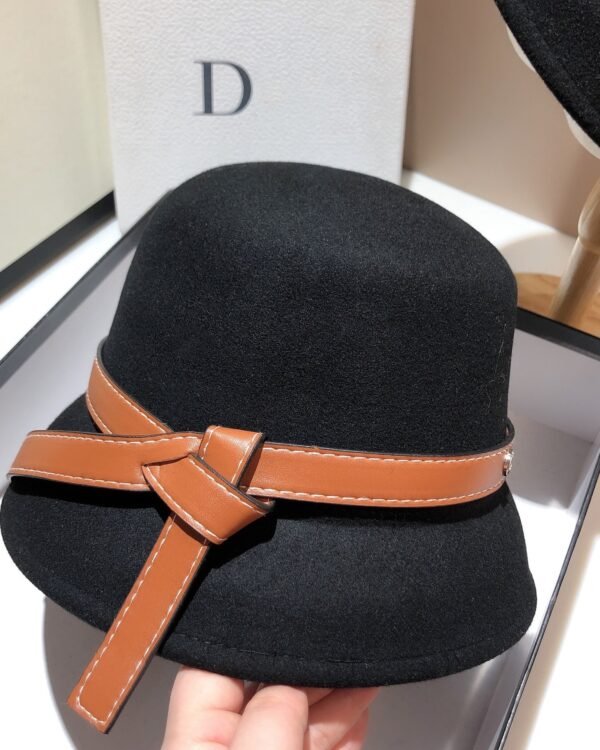 Asymmetric Wool Hat With Leather Tie Detail
