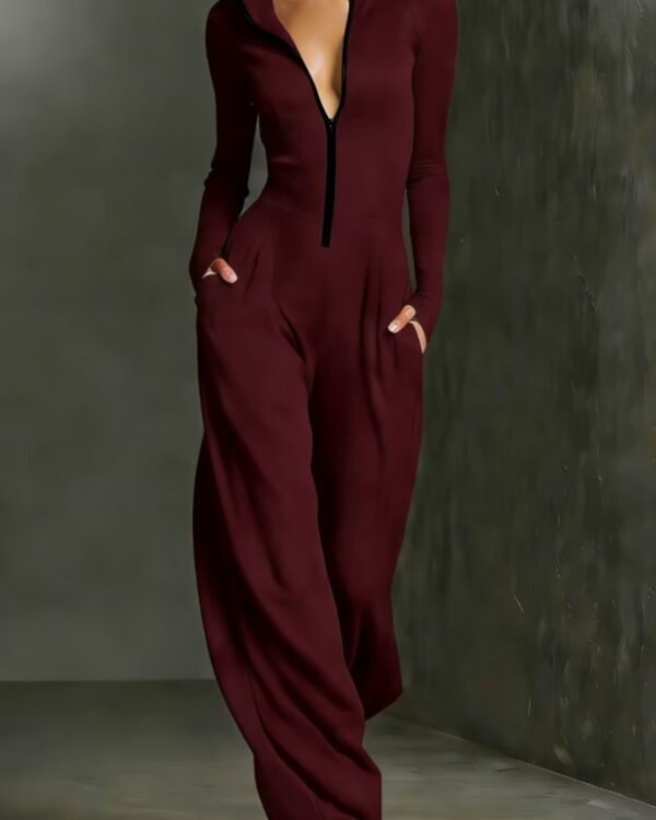 Slim-Fit Drape Zip Jumpsuit