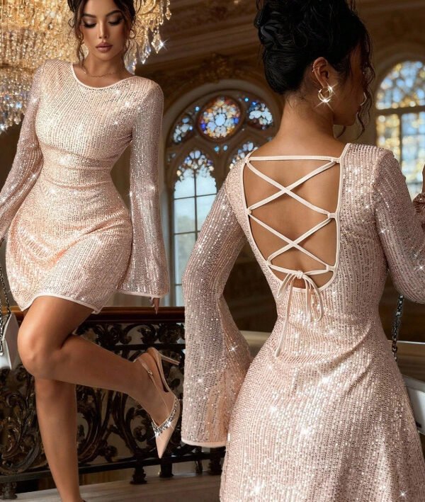 Sequin Backless Statement Dress.