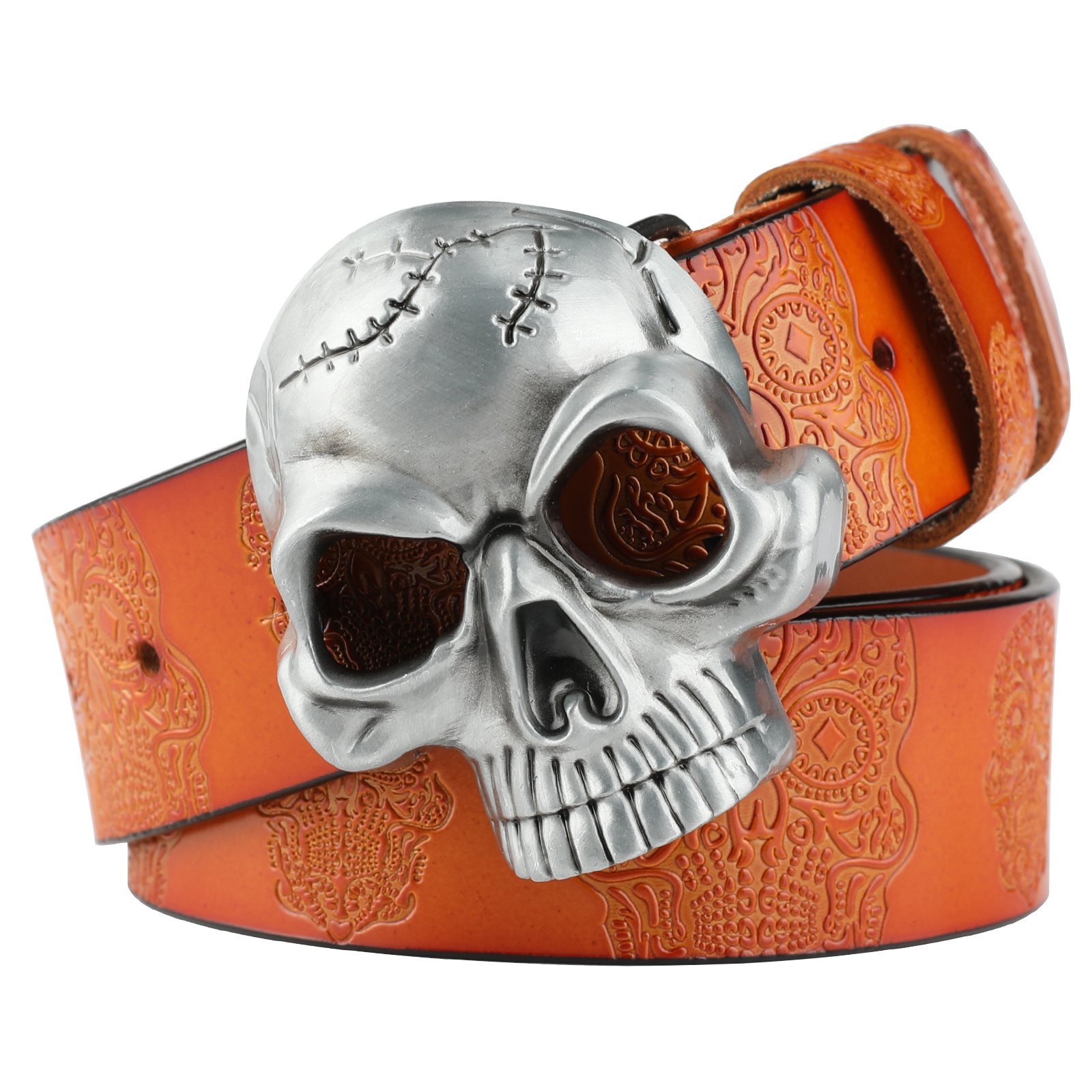 Metal Skull Buckle Leather Belt - Image 6