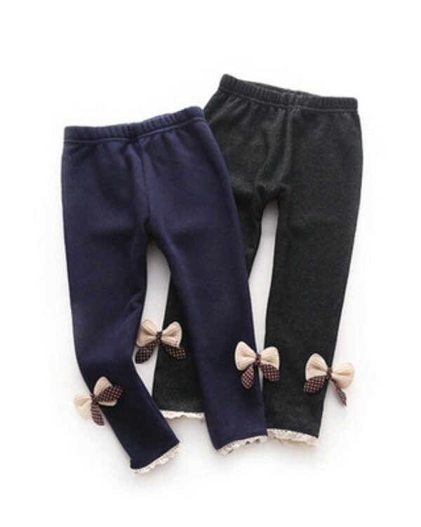 Alternative view of Girls Bow Detail Fleece-Lined Leggings