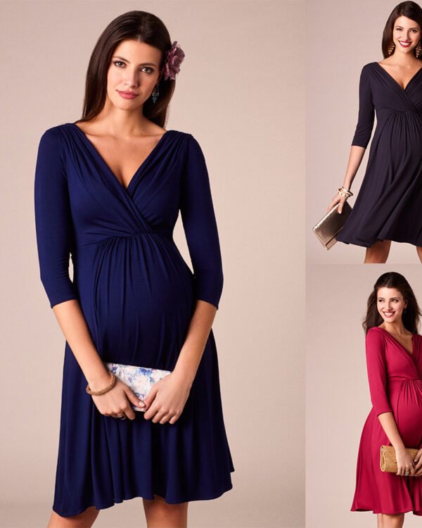 Wrap-Neck Maternity Nursing Dress