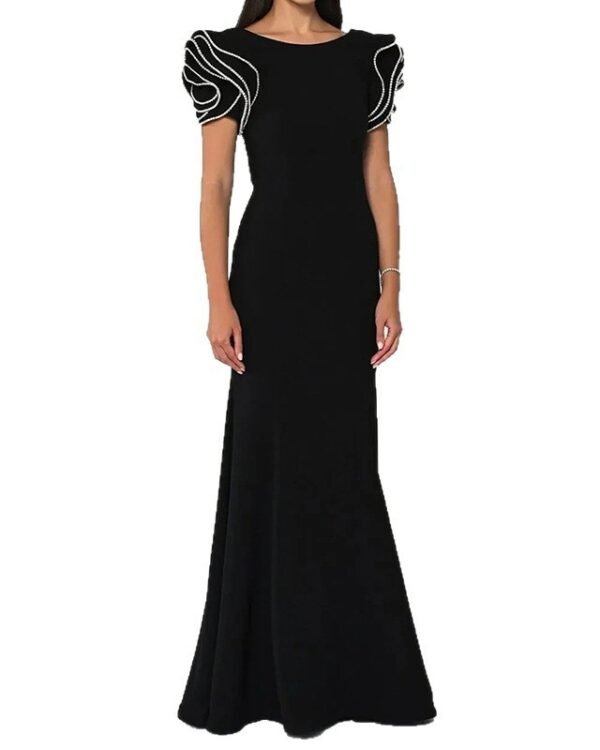 Alternative view of Black Petal Sleeve Fishtail Gown