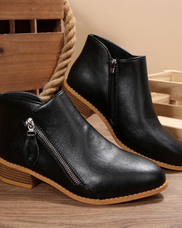 Alternative view of Womens Chunky-Heel Pointed-Toe Ankle Boots