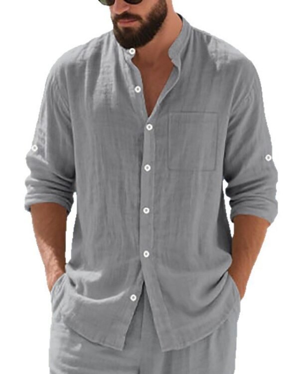 Alternative view of Linen Stand-Collar Shirt