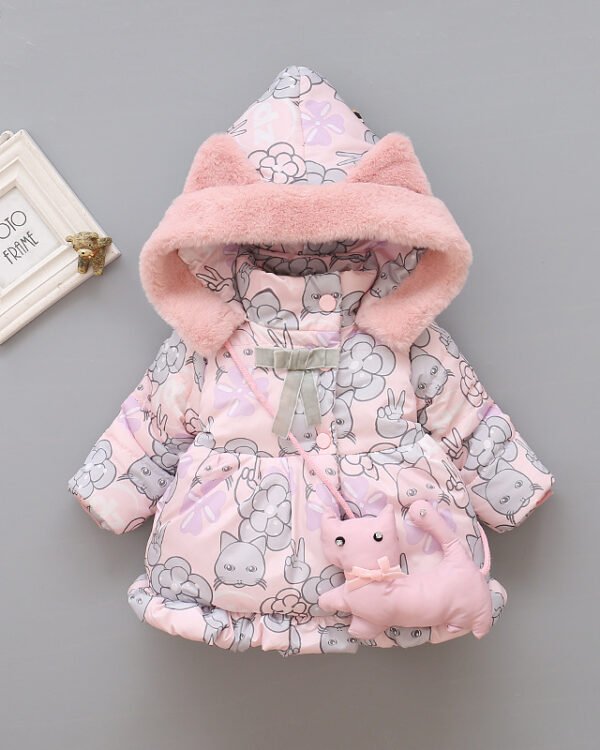 Alternative view of Plush Hooded Winter Coat for Girls