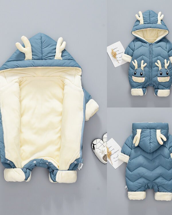 Baby Winter Snowsuit Plus Velvet Thick Baby Boys Jumpsuit 0-3 Years Newborn Romper Girl Clothes Overalls Toddler Coat