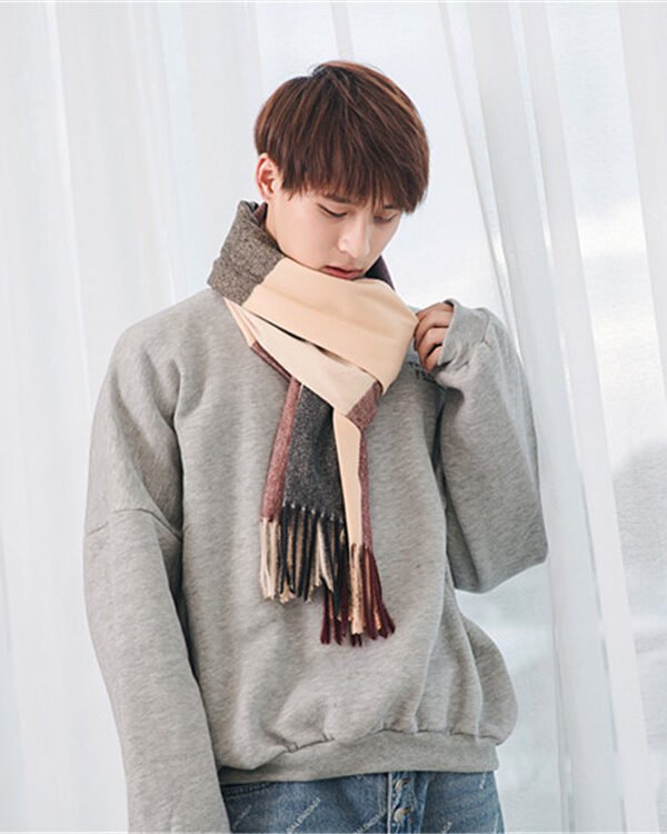 Alternative view of Warm Tassel Plaid Bristle Scarf