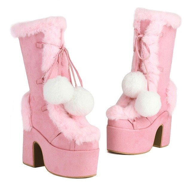 Plush Platform Lace-Up Statement Boots - Image 3