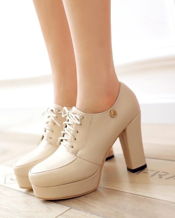 Chunky Lace-Up Platform Pumps
