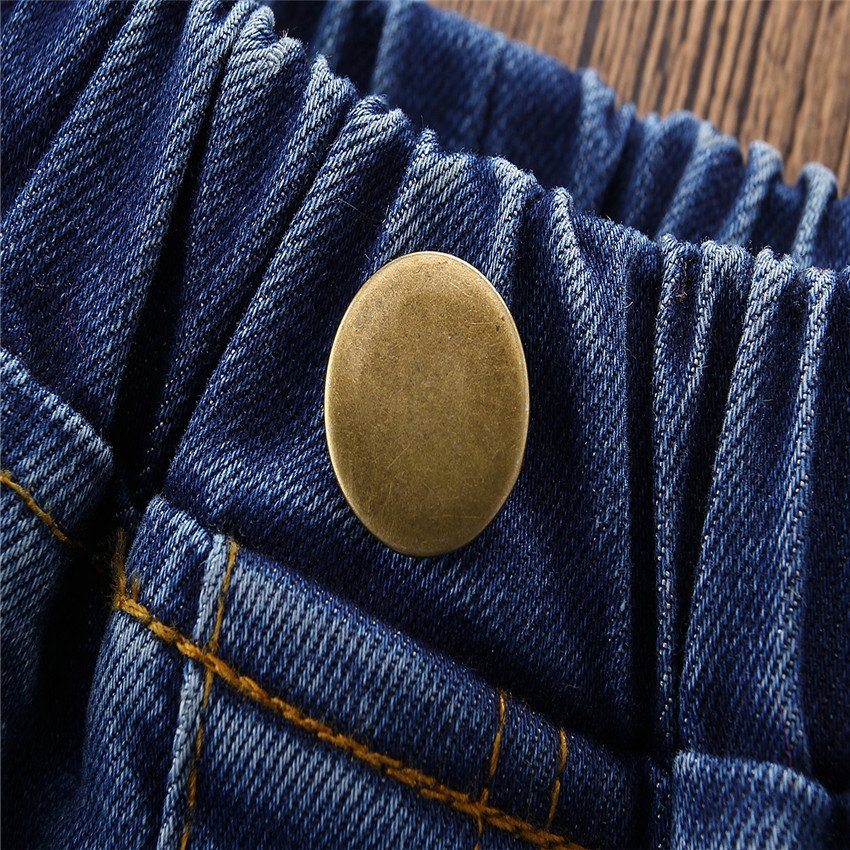 Girls Flared Denim Jeans With Button Detail - Image 5