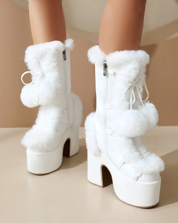 Alternative view of Plush Platform Lace-Up Statement Boots