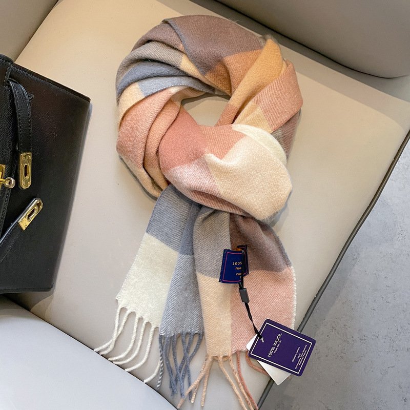 Checked Wool Scarf - Winter Essential - Image 2