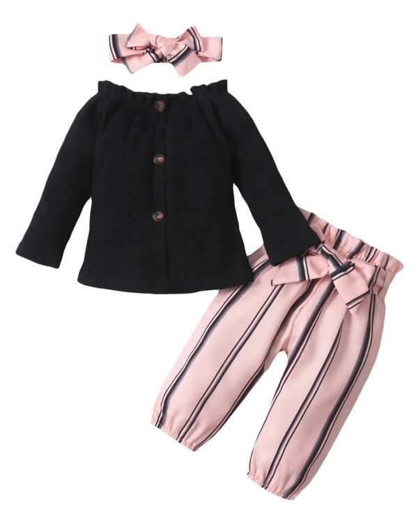 Alternative view of Baby Girl Classic Top & Striped Pants Set