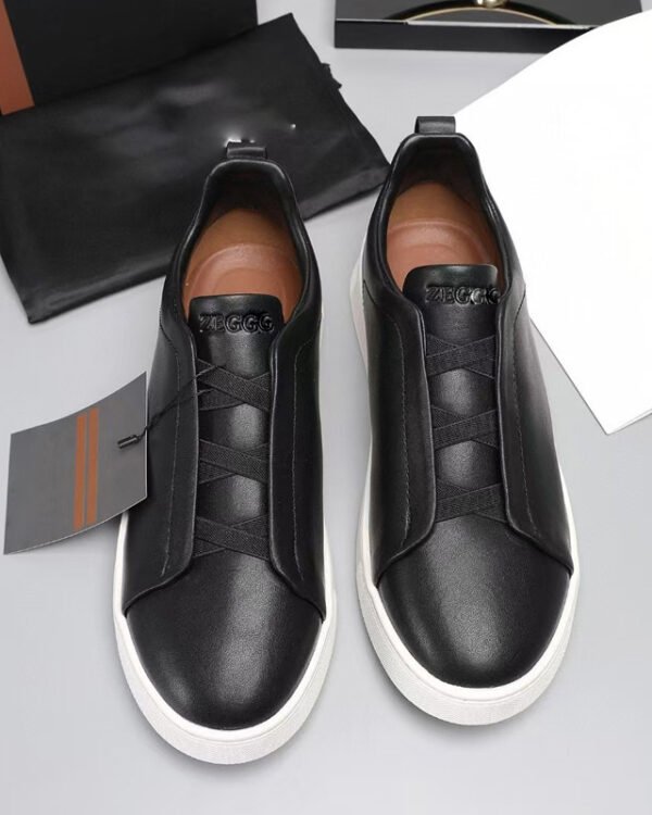 Cross-Strap Leather Casual Shoes