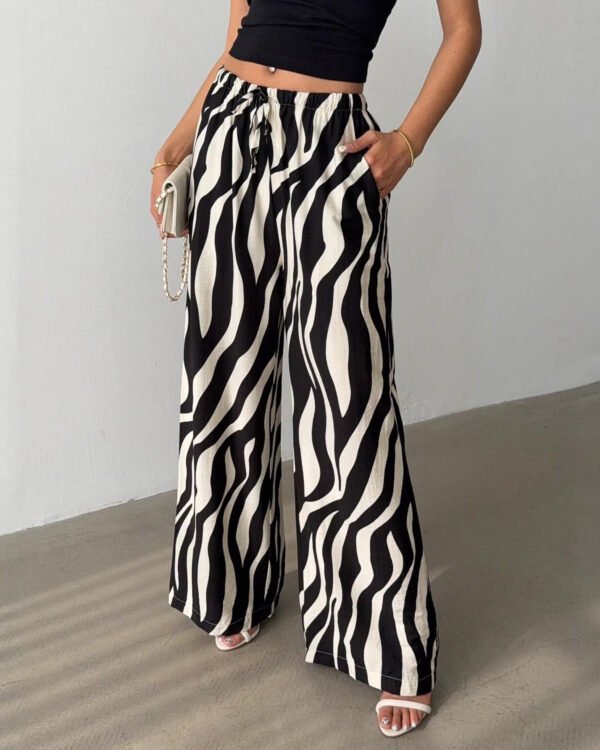 Zebra Wide Leg Street Pants.