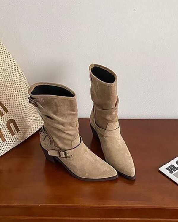 Alternative view of Plated Suede Mid Heel Winter Boots