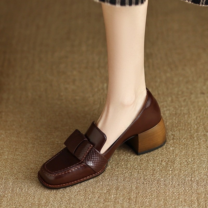 Classic Leather Block-Hell Loafers
