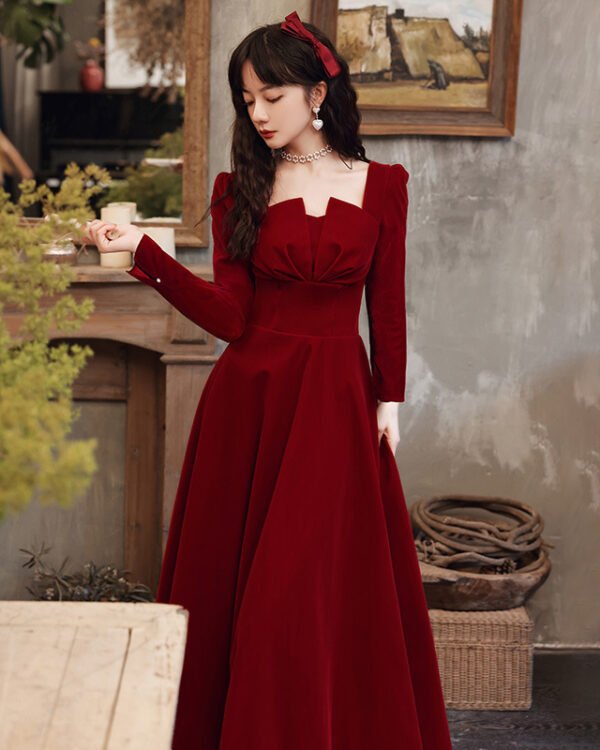 Alternative view of Crimson Sculpted A-Line Evening Dress