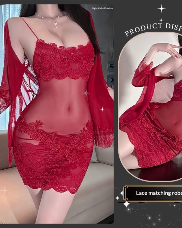 Alternative view of Mesh Lace With Hollow-out Design, Including A Fully Embellished Water-soluble Coat