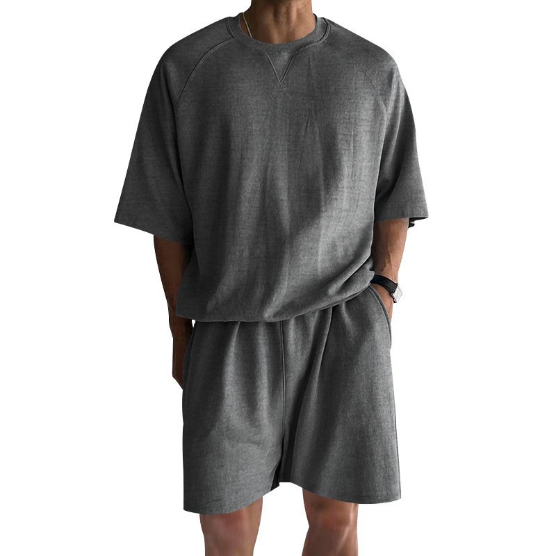 Men's Terry Relaxed Fit Lounge Shorts Set - Image 4