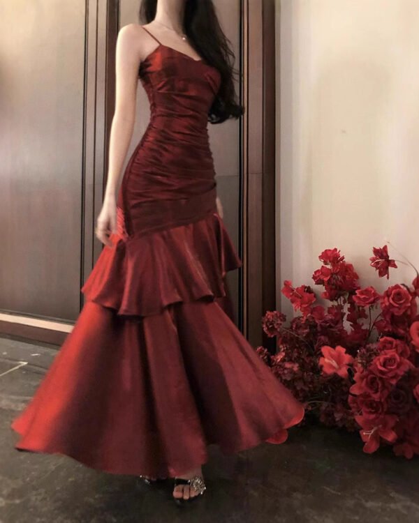 Burgundy Satin Slip Dress