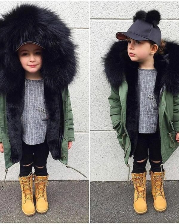 Luxury Faux Fur Hooded Winter Parka for Kids