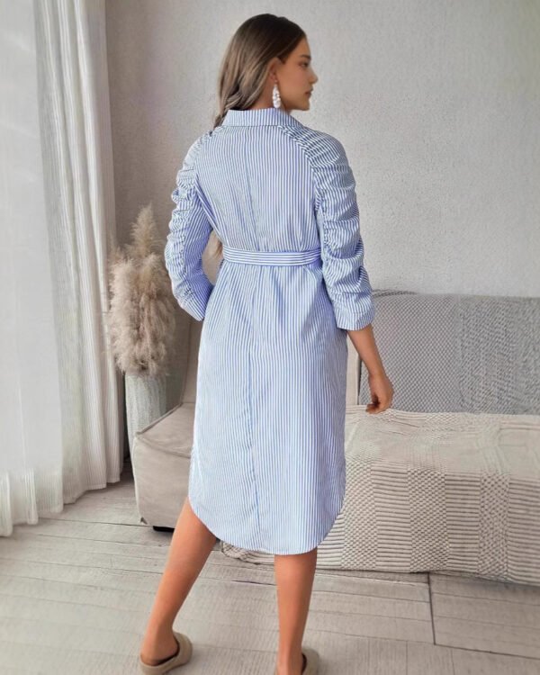 Alternative view of Striped Wrap-Tie Maternity Shirt Dress